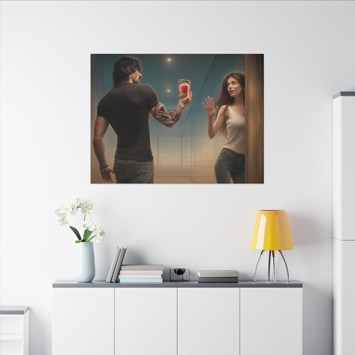 Adam and Eve Art- Canvas & Poster Print, Temptation Wall Art, Christian Wall Art Print, Spiritual Home Decor, Modern Art, Unique Christian Gift