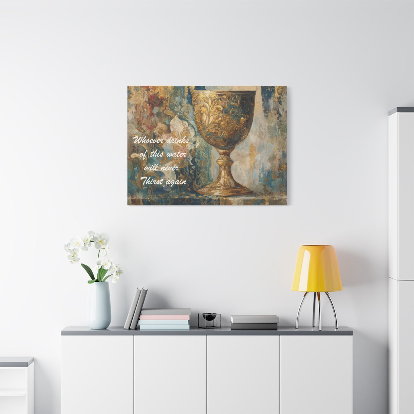 Bible Quote Art Print- Canvas and Poster, Jesus Chalice, Spiritual Home Decor, Faith-based artwork, Christian gift