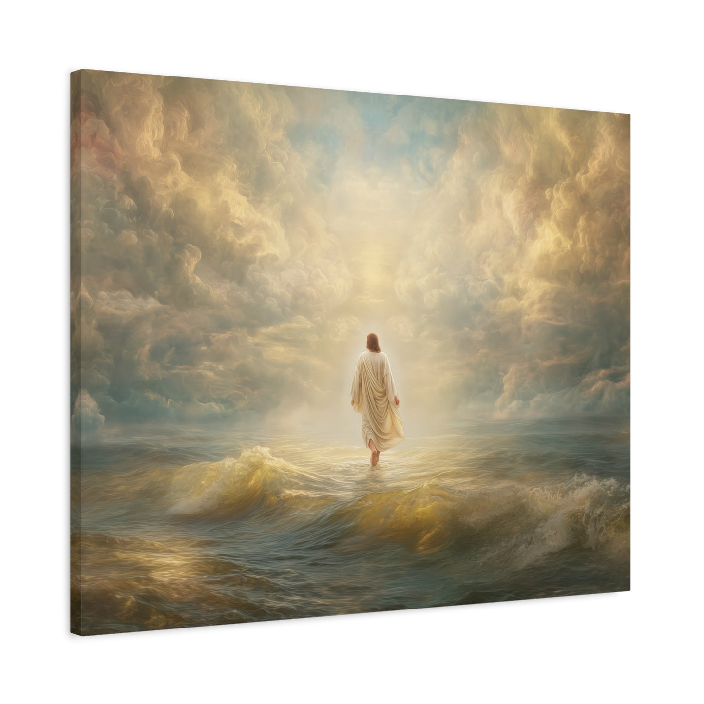 Jesus Walking on Water - Canvas & Poster Print, Spiritual Wall Decor, Divine Light Modern Canvas Art, Religious Decor, Faith-Based Art, Christian Gift