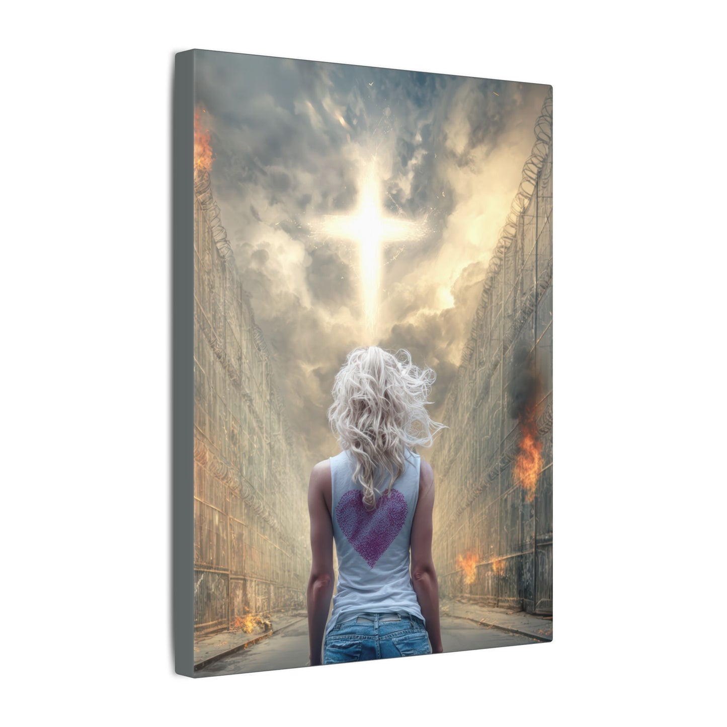 Walking through Hell for Love - Wall Art -Canvas and Poster Print, Christian Home Decor, Christian Art, Spiritual Gift, Modern Artwork