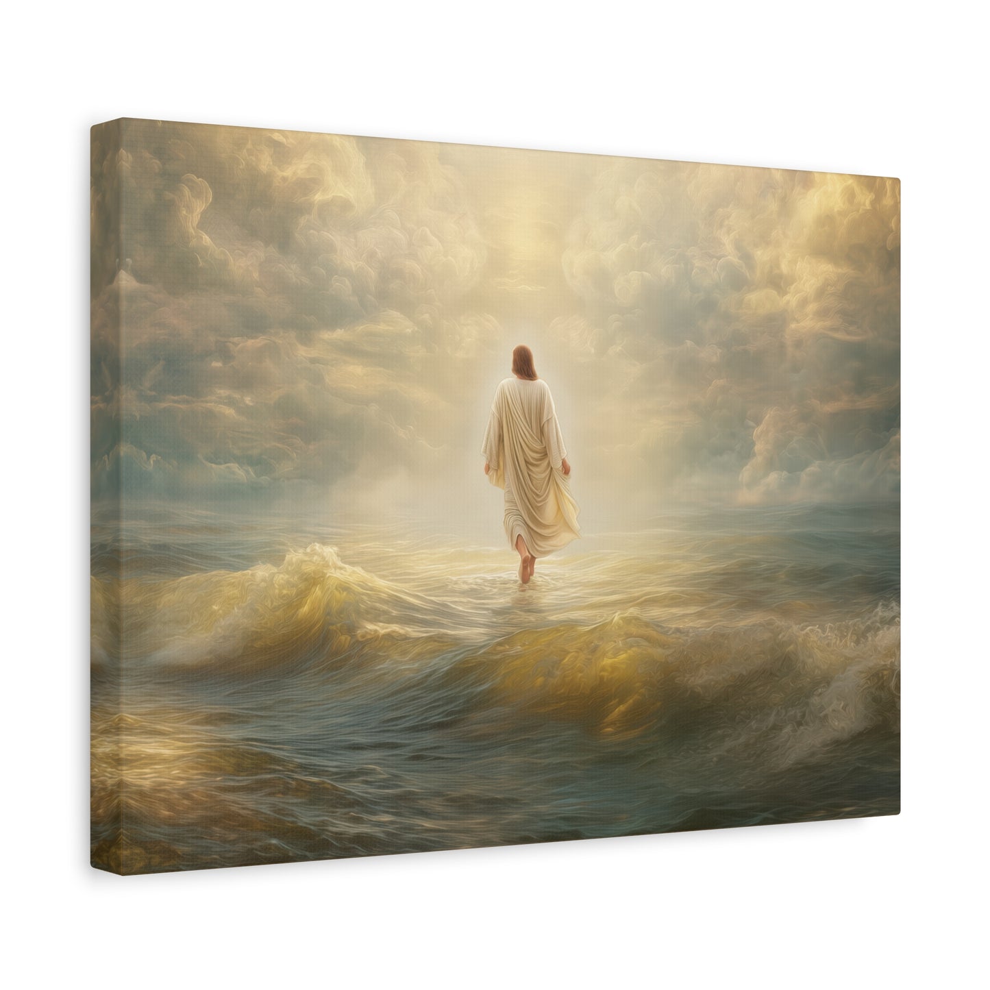 Jesus Walking on Water - Canvas & Poster Print, Spiritual Wall Decor, Divine Light Modern Canvas Art, Religious Decor, Faith-Based Art, Christian Gift