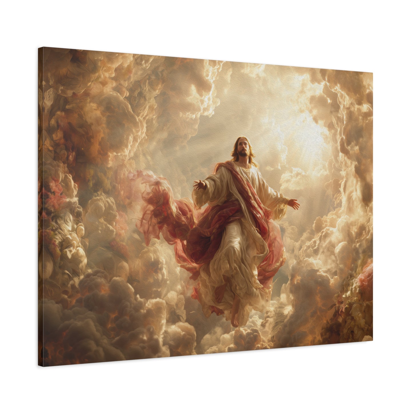 Power of Jesus Heavenly Art - Canvas & Poster, Jesus Descends in Clouds, Spiritual Wall Decor, Religious Home Decor, Faith-Based Art