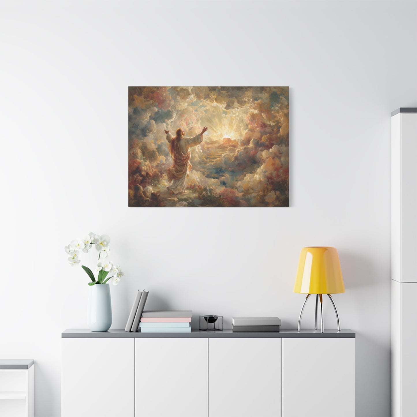 Jesus in Clouds Art - Canvas & Poster Print, Religious Decor, Christian Wall Art, Spiritual Home Decor, Faith-Based Gift Religious Gifts