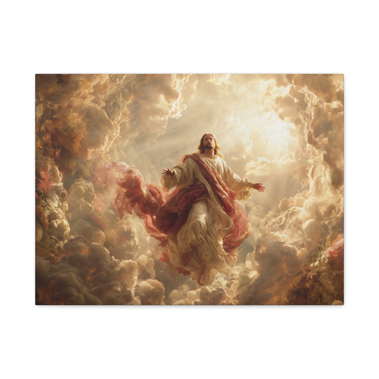 Power of Jesus Heavenly Art - Canvas & Poster, Jesus Descends in Clouds, Spiritual Wall Decor, Religious Home Decor, Faith-Based Art