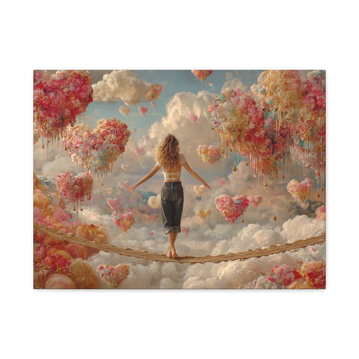 Heart-themed Artwork - Canvas & Poster Prints, Dreamy Heart Cloud Landscape, Whimsical Nursery Decor, Kids Room Wall Art, Girls' Room Art, Baby Girl Gift