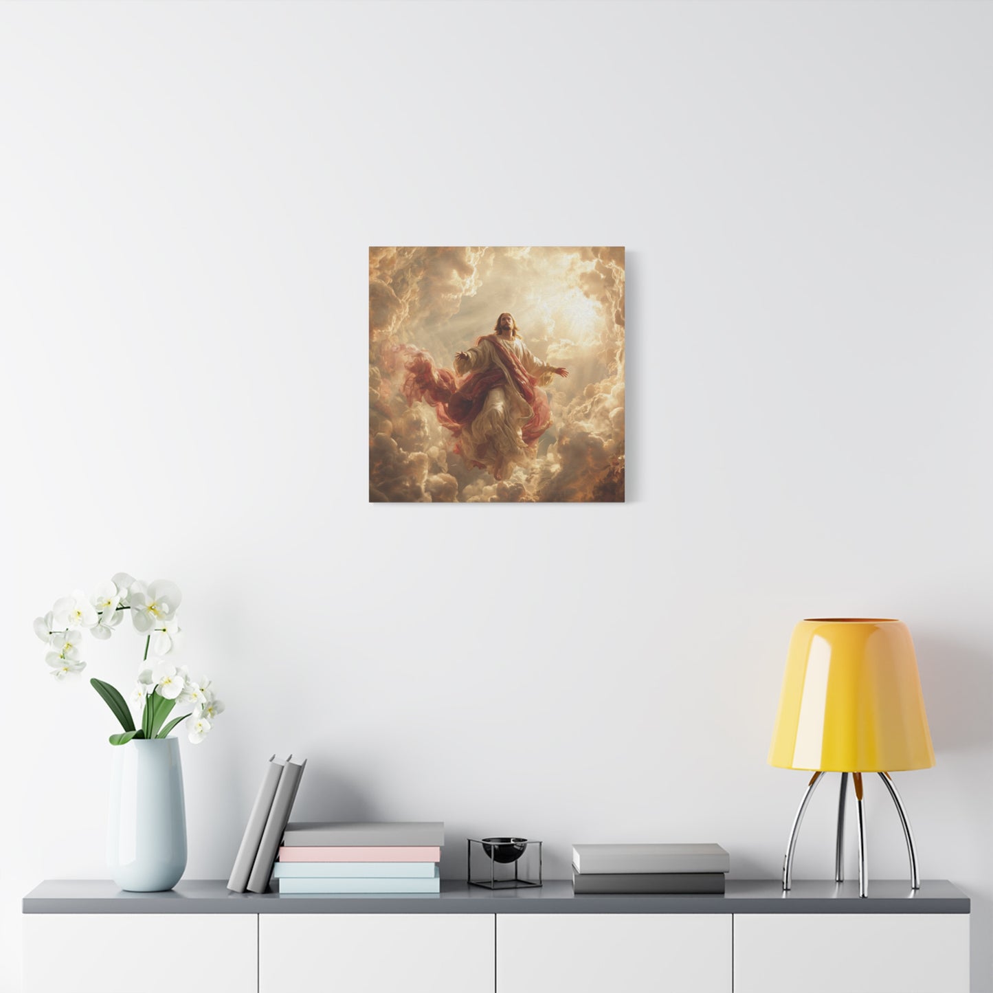 Power of Jesus Heavenly Art - Canvas & Poster, Jesus Descends in Clouds, Spiritual Wall Decor, Religious Home Decor, Faith-Based Art