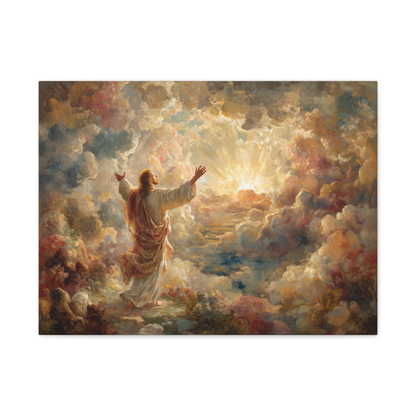 Jesus in Clouds Art - Canvas & Poster Print, Religious Decor, Christian Wall Art, Spiritual Home Decor, Faith-Based Gift Religious Gifts