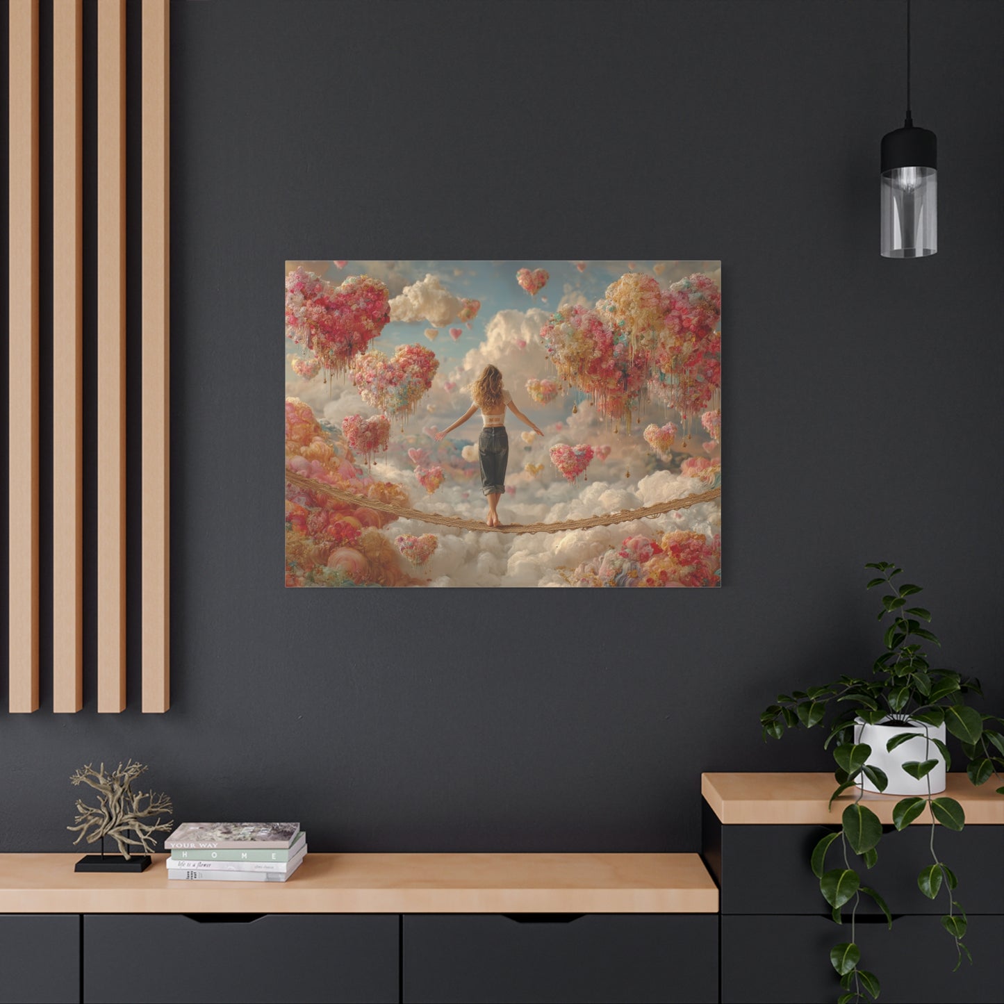 Heart-themed Artwork - Canvas & Poster Prints, Dreamy Heart Cloud Landscape, Whimsical Nursery Decor, Kids Room Wall Art, Girls' Room Art, Baby Girl Gift