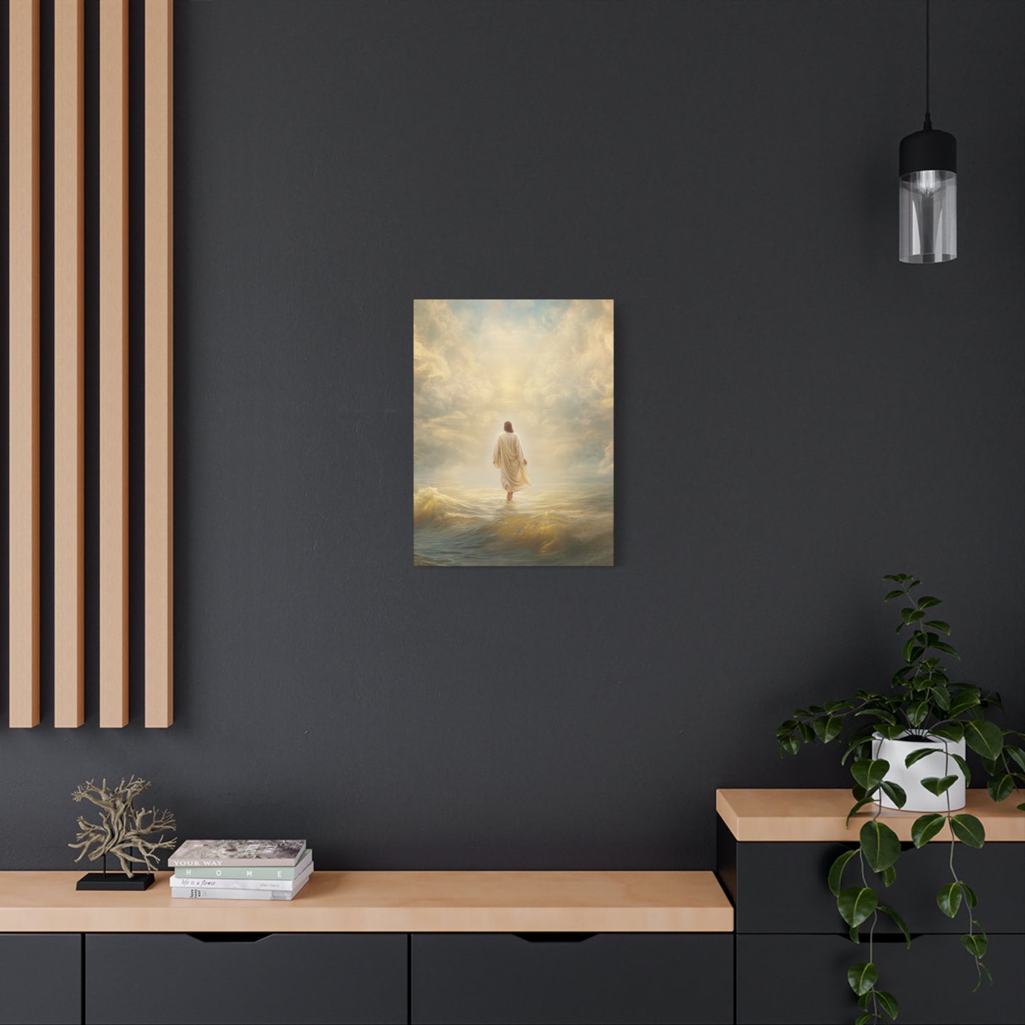 Jesus Walking on Water - Canvas & Poster Print, Spiritual Wall Decor, Divine Light Modern Canvas Art, Religious Decor, Faith-Based Art, Christian Gift