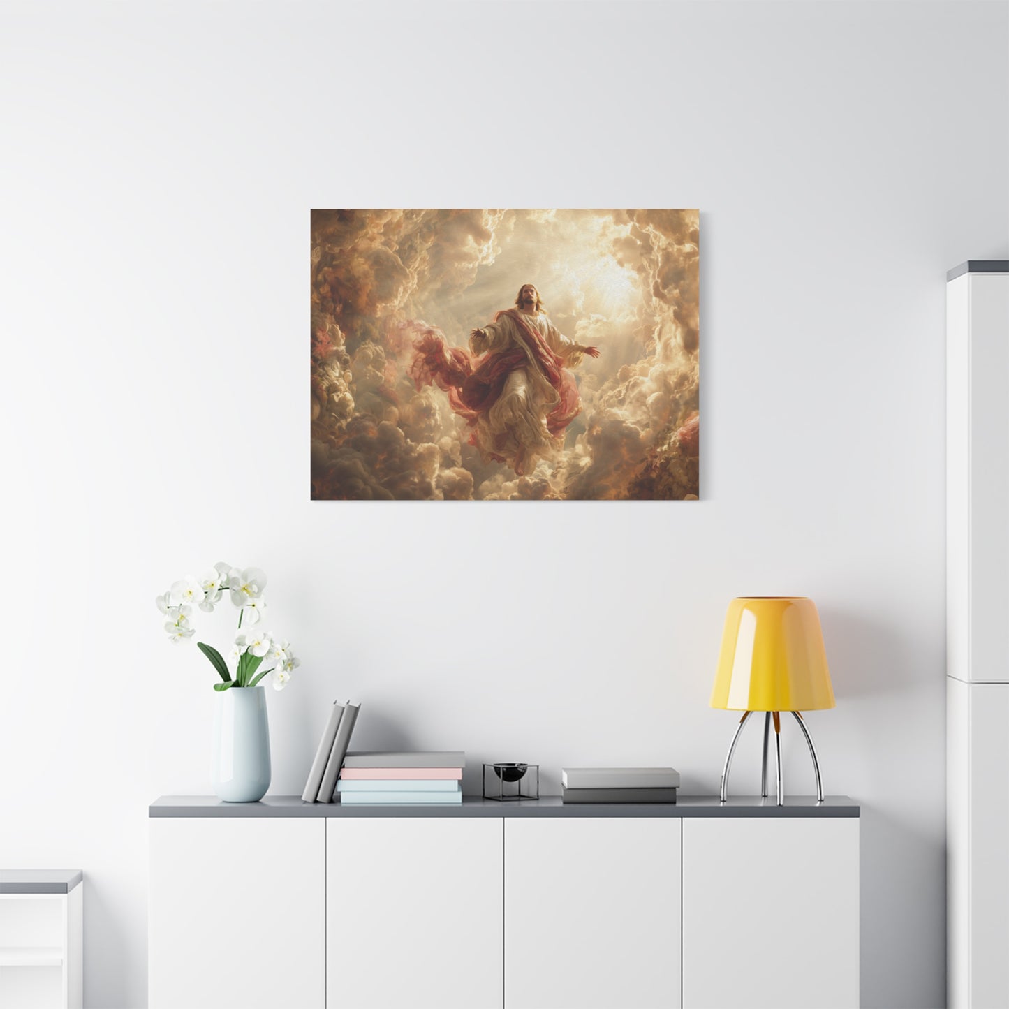Power of Jesus Heavenly Art - Canvas & Poster, Jesus Descends in Clouds, Spiritual Wall Decor, Religious Home Decor, Faith-Based Art