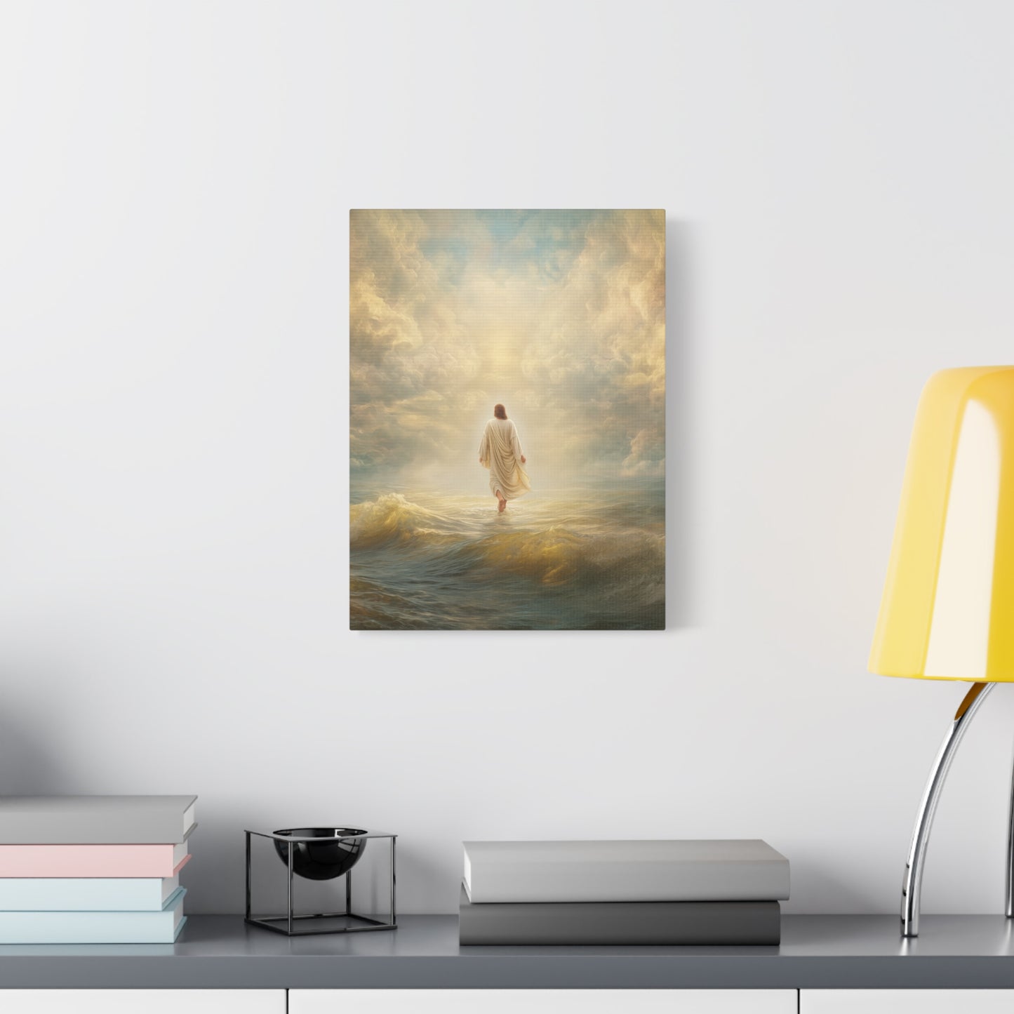 Jesus Walking on Water - Canvas & Poster Print, Spiritual Wall Decor, Divine Light Modern Canvas Art, Religious Decor, Faith-Based Art, Christian Gift