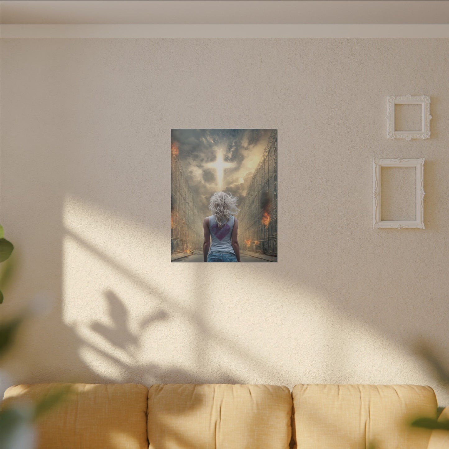 Walking through Hell for Love - Wall Art -Canvas and Poster Print, Christian Home Decor, Christian Art, Spiritual Gift, Modern Artwork
