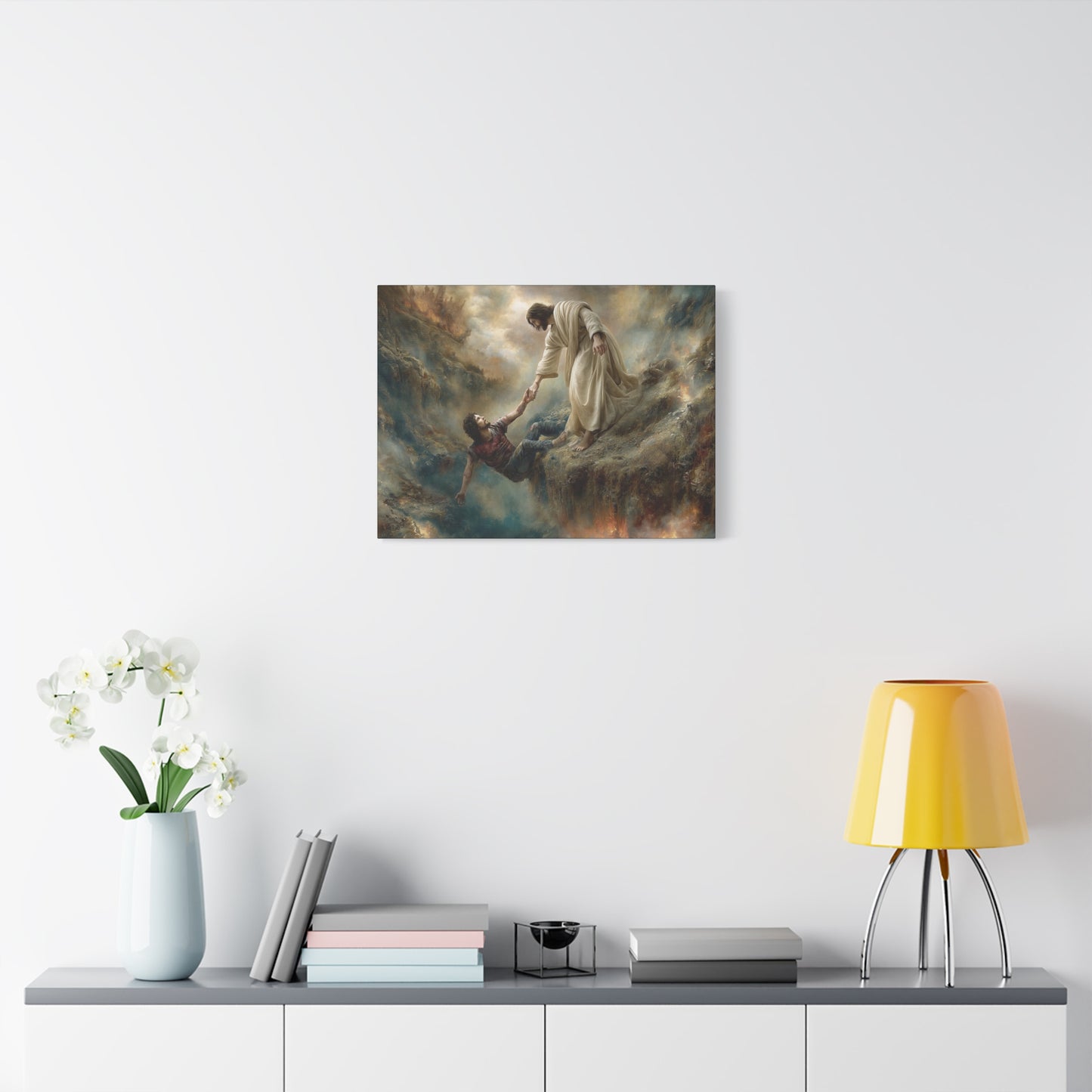 Jesus Saving Man from Pit - Canvas and Poster Print, Faith-Based Decor, Spiritual Wall Art, Religious Gift, Christian Home Decor, Biblical Wall Hanging