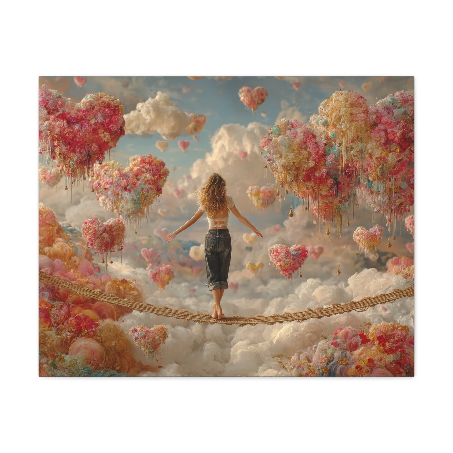 Heart-themed Artwork - Canvas & Poster Prints, Dreamy Heart Cloud Landscape, Whimsical Nursery Decor, Kids Room Wall Art, Girls' Room Art, Baby Girl Gift