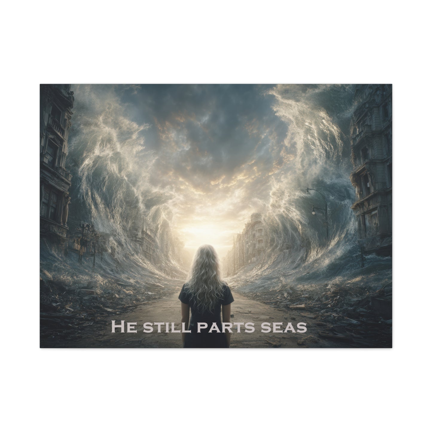 Moses Parting Red Sea Artwork - Canvas & Poster Print, Motivational Christian Art, Religious Decor, Spiritual Wall Art, Modern Christian Home Decor, Faith-Based Gift