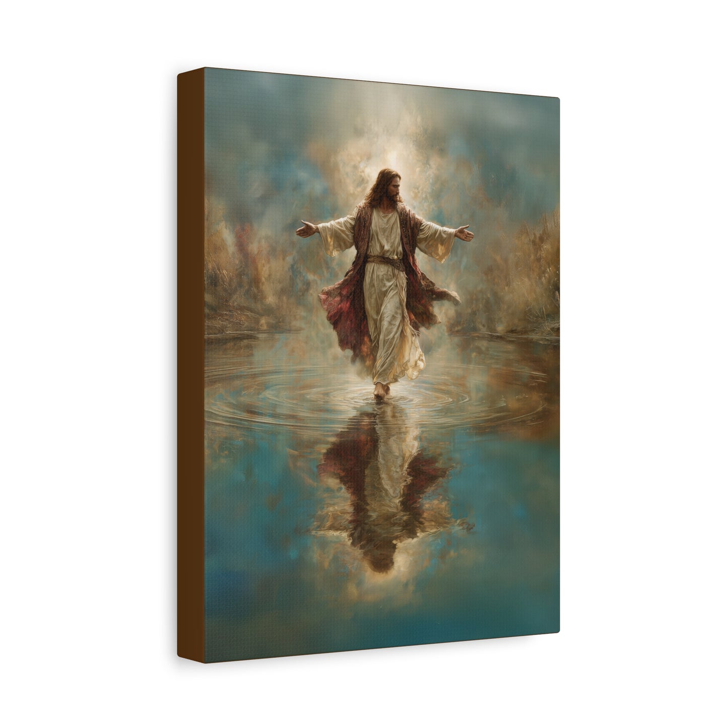 Jesus Walking on Water - Canvas & Poster Prints, Spiritual Wall Decor, Divine Light Modern Canvas Art, Religious Decor, Faith-Based Art, Christian Gift