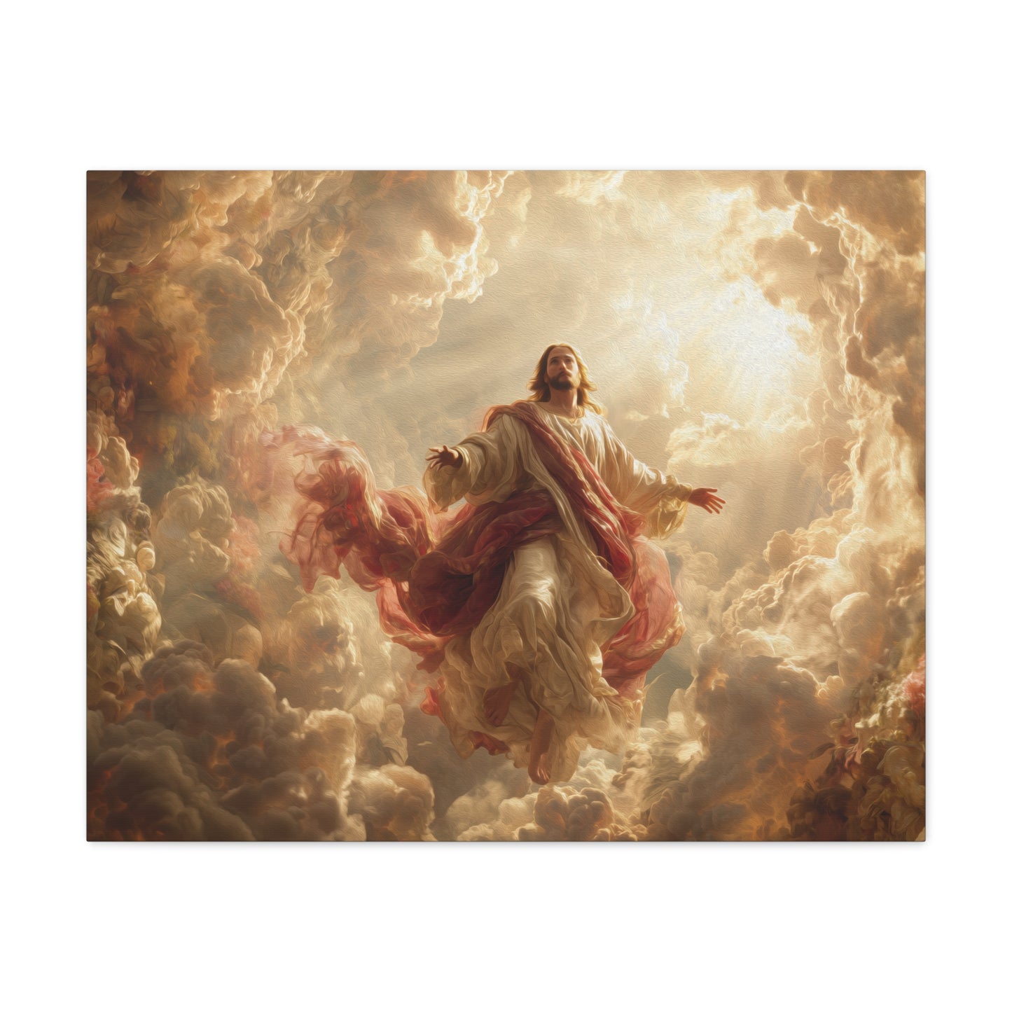 Power of Jesus Heavenly Art - Canvas & Poster, Jesus Descends in Clouds, Spiritual Wall Decor, Religious Home Decor, Faith-Based Art