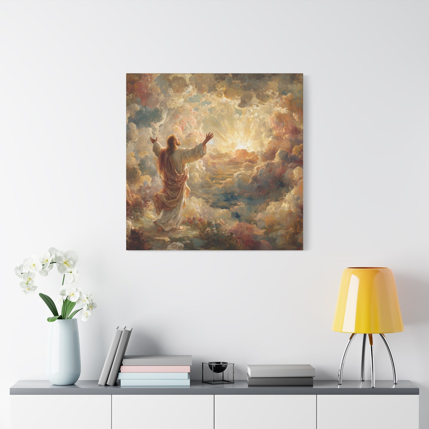 Jesus in Clouds Art - Canvas & Poster Print, Religious Decor, Christian Wall Art, Spiritual Home Decor, Faith-Based Gift Religious Gifts
