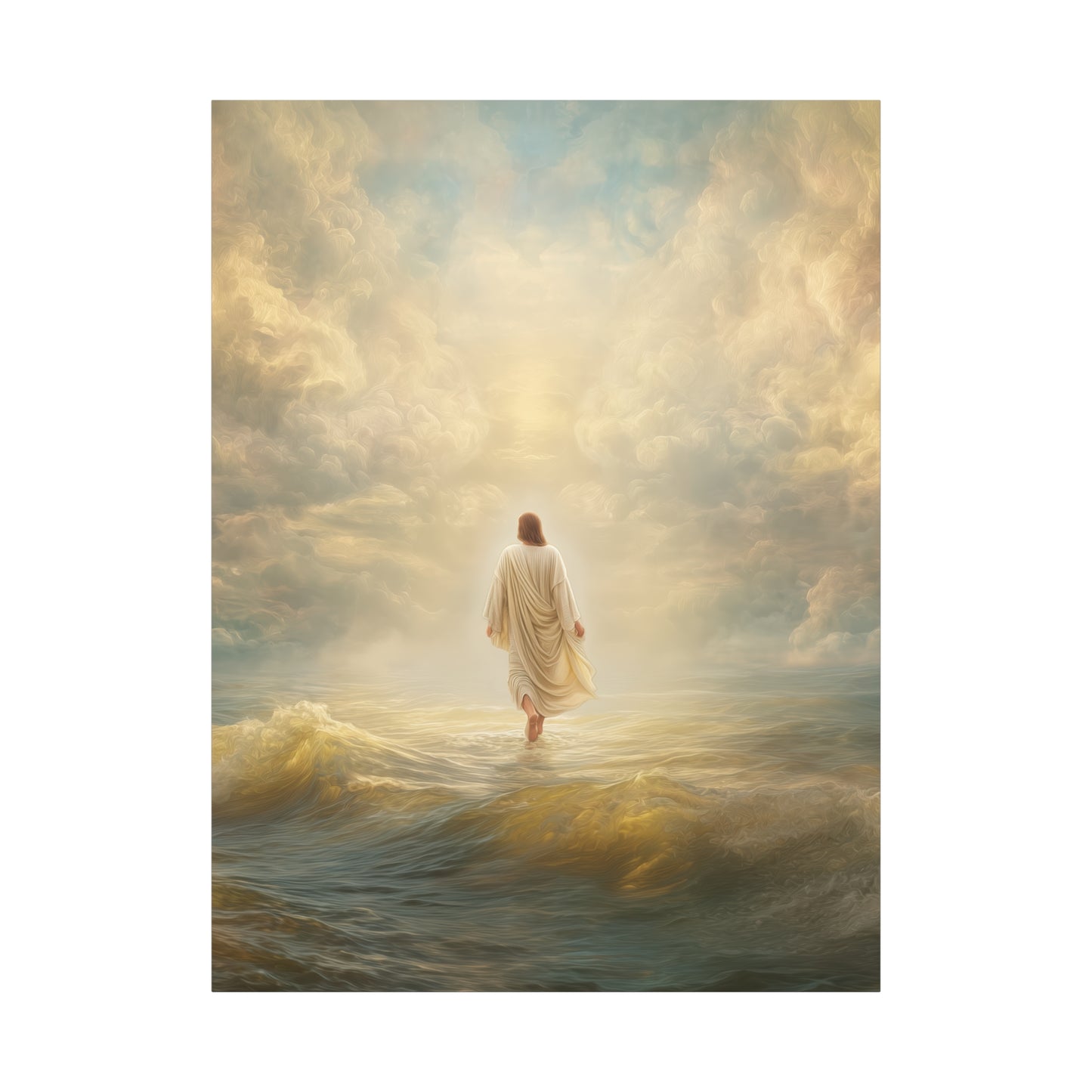 Jesus Walking on Water - Canvas & Poster Print, Spiritual Wall Decor, Divine Light Modern Canvas Art, Religious Decor, Faith-Based Art, Christian Gift