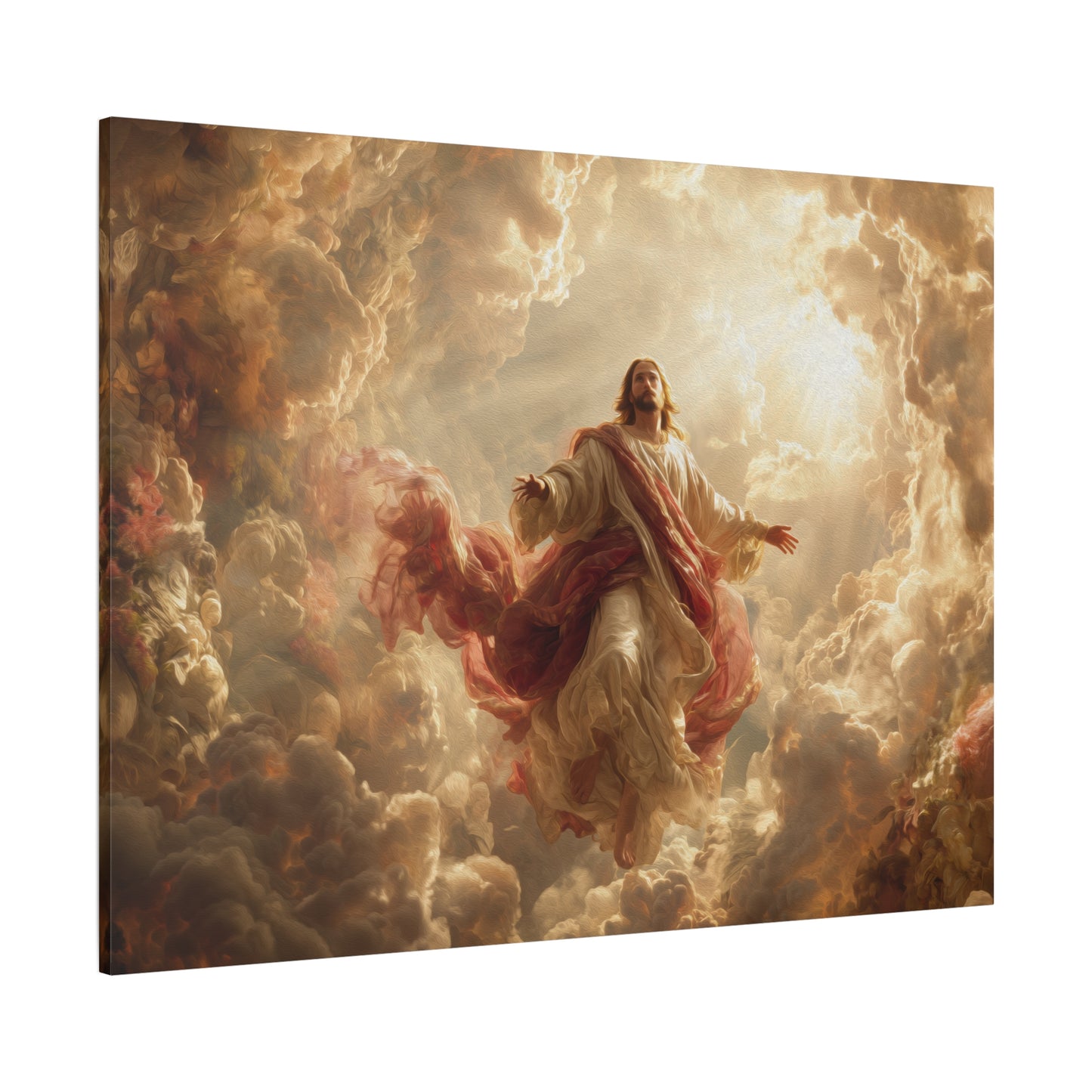 Power of Jesus Heavenly Art - Canvas & Poster, Jesus Descends in Clouds, Spiritual Wall Decor, Religious Home Decor, Faith-Based Art