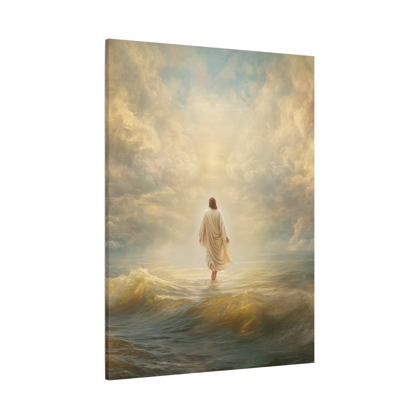 Jesus Walking on Water - Canvas & Poster Print, Spiritual Wall Decor, Divine Light Modern Canvas Art, Religious Decor, Faith-Based Art, Christian Gift