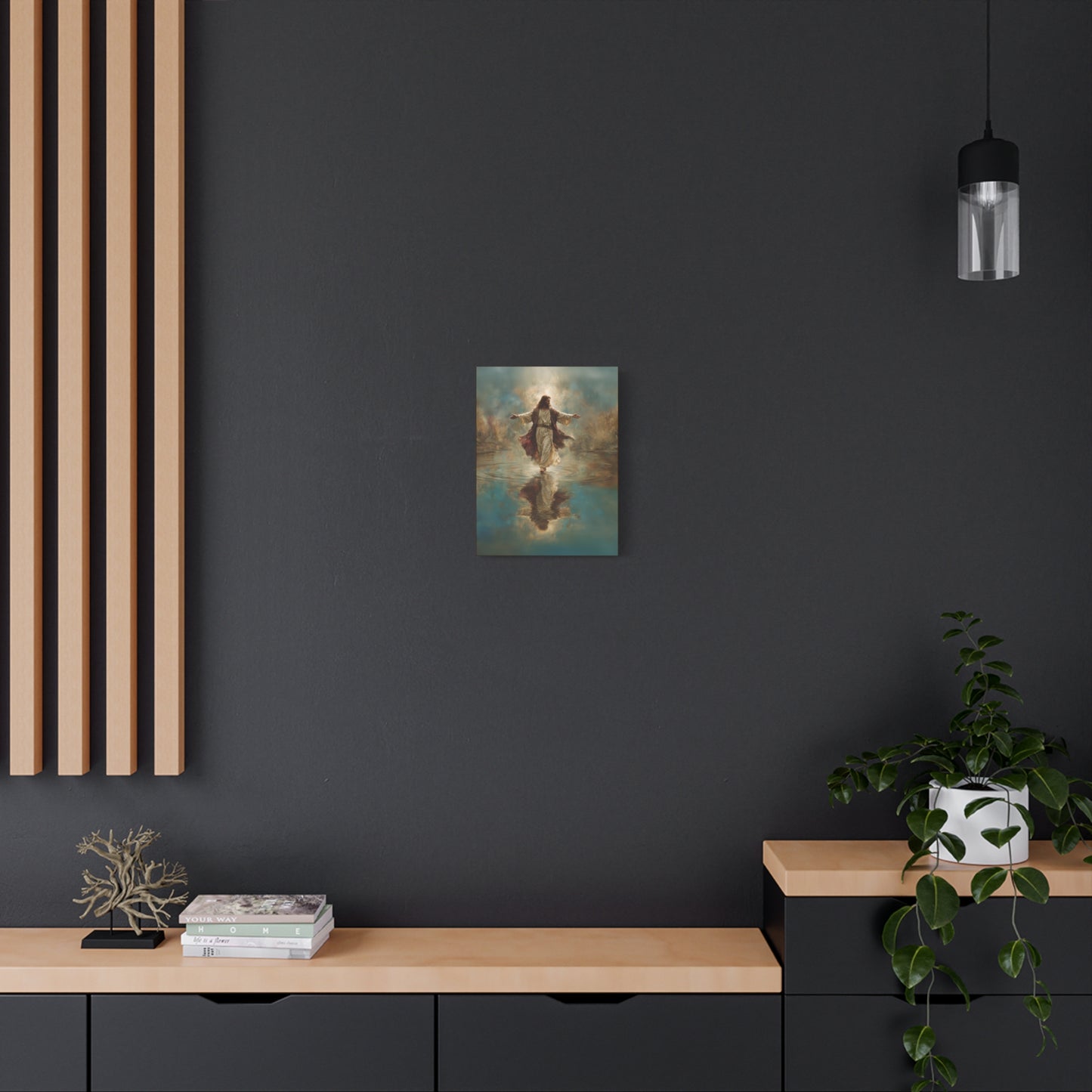 Jesus Walking on Water - Canvas & Poster Prints, Spiritual Wall Decor, Divine Light Modern Canvas Art, Religious Decor, Faith-Based Art, Christian Gift