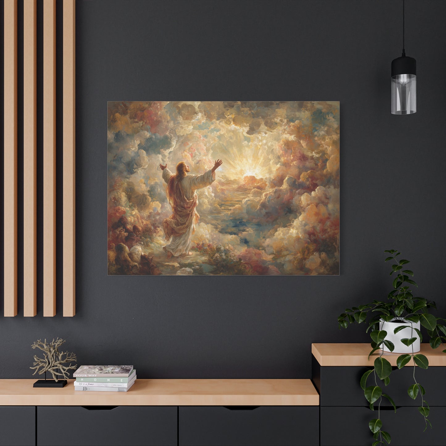 Jesus in Clouds Art - Canvas & Poster Print, Religious Decor, Christian Wall Art, Spiritual Home Decor, Faith-Based Gift Religious Gifts