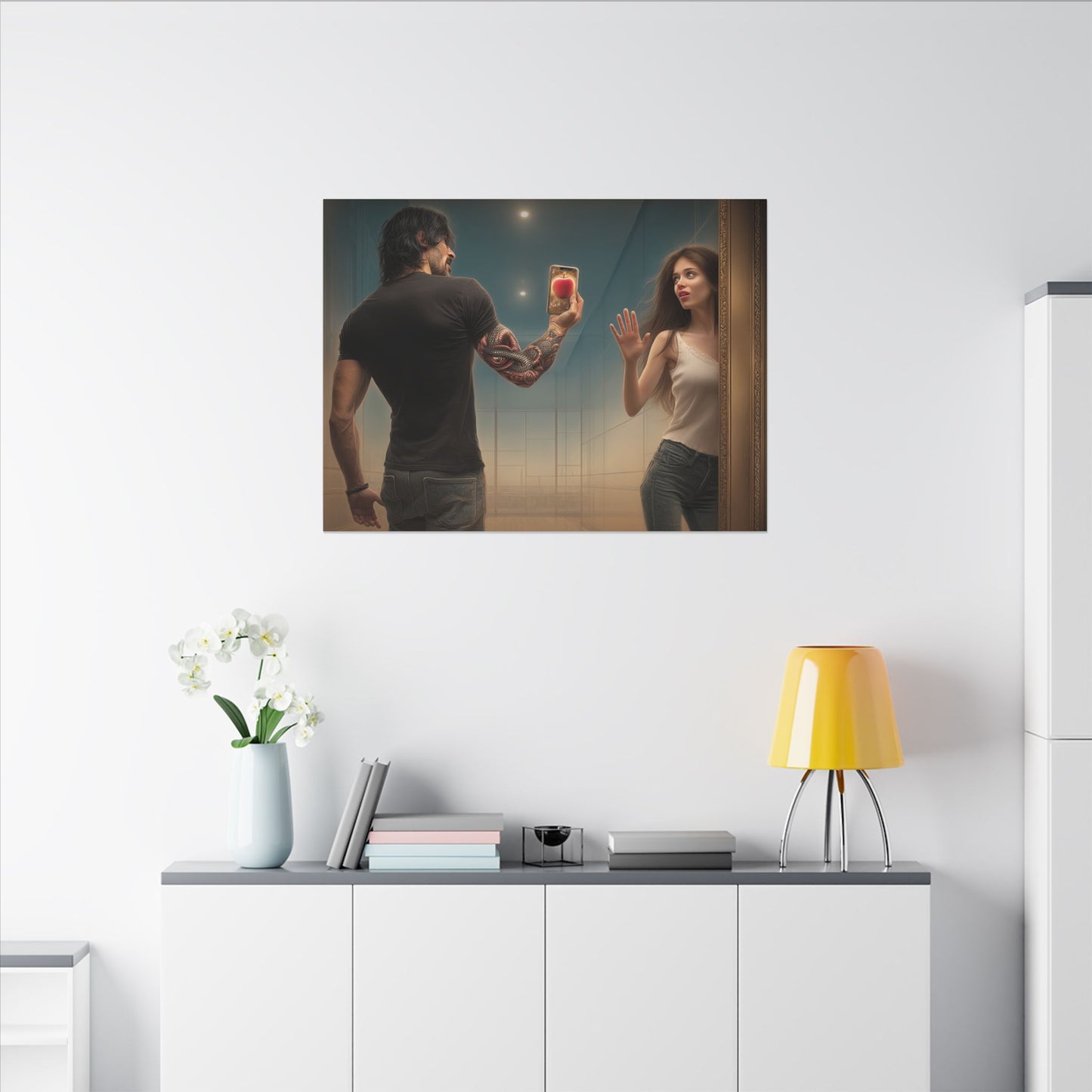 Adam and Eve Art- Canvas & Poster Print, Temptation Wall Art, Christian Wall Art Print, Spiritual Home Decor, Modern Art, Unique Christian Gift