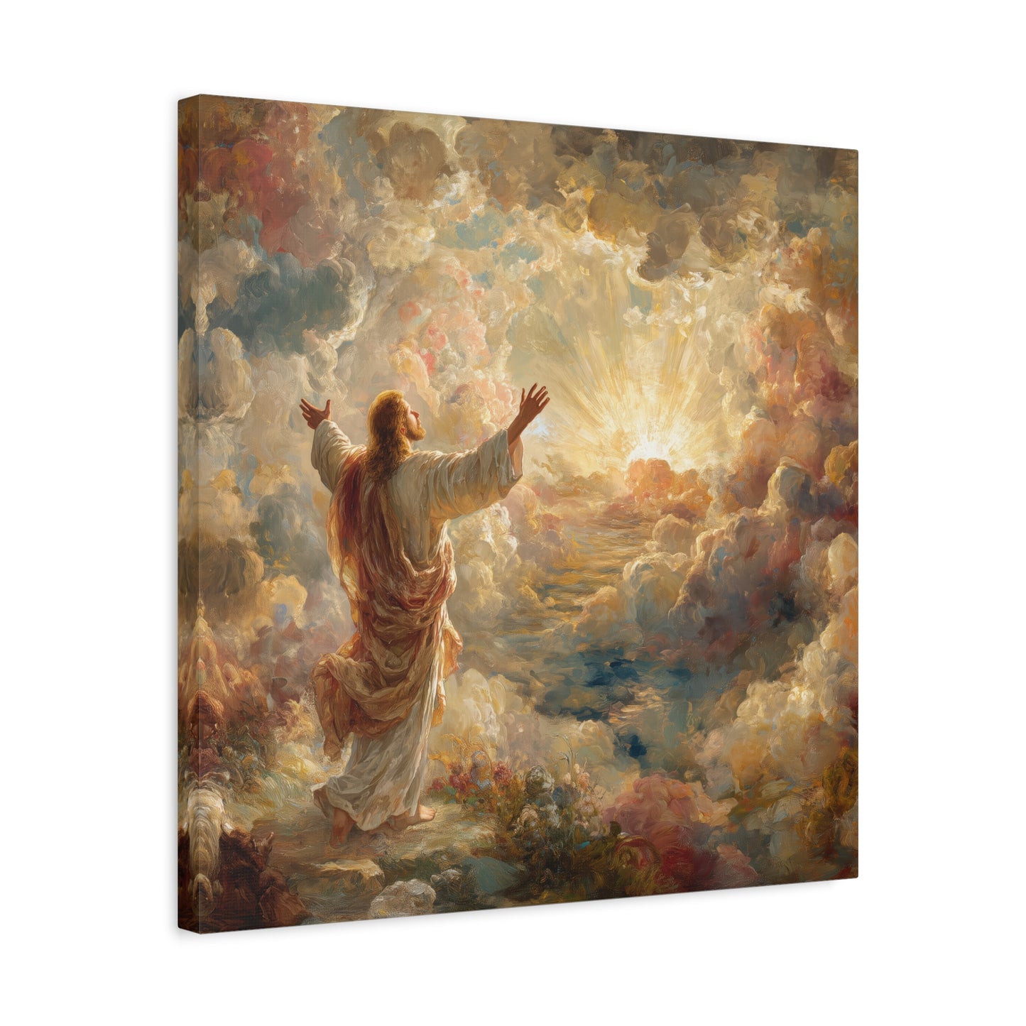 Jesus in Clouds Art - Canvas & Poster Print, Religious Decor, Christian Wall Art, Spiritual Home Decor, Faith-Based Gift Religious Gifts