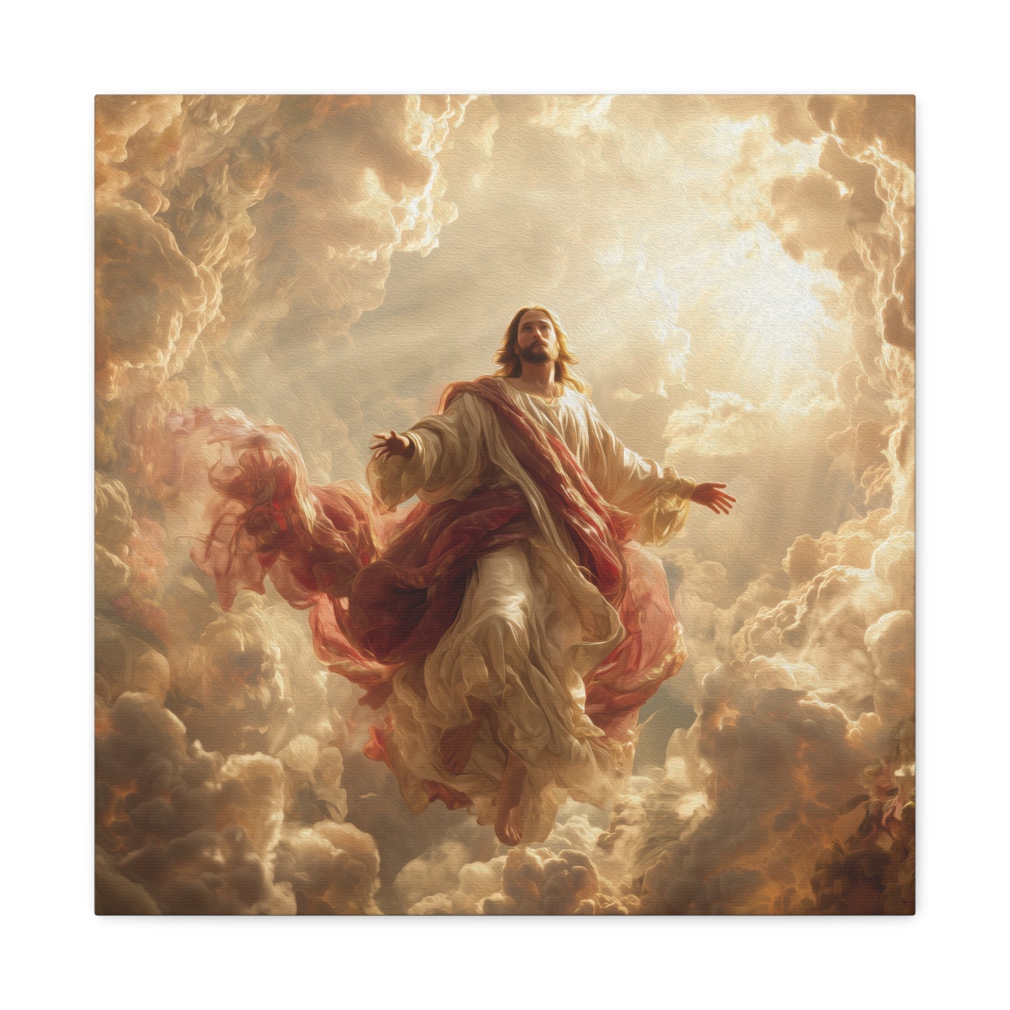 Power of Jesus Heavenly Art - Canvas & Poster, Jesus Descends in Clouds, Spiritual Wall Decor, Religious Home Decor, Faith-Based Art