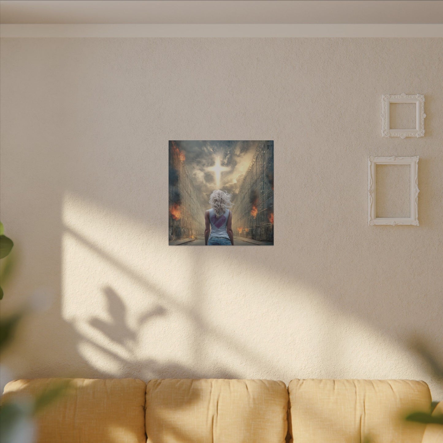 Walking through Hell for Love - Wall Art -Canvas and Poster Print, Christian Home Decor, Christian Art, Spiritual Gift, Modern Artwork