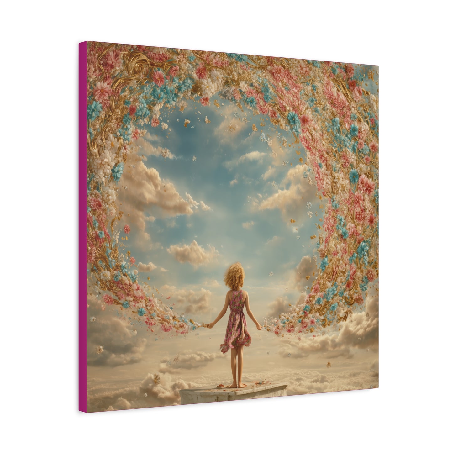 Little Girl with Flowers Art - Canvas & Poster Print, Kids Room Wall Art, Girls' Room, Children's room Decor, Baby Girl Gift, Dreamy Decor
