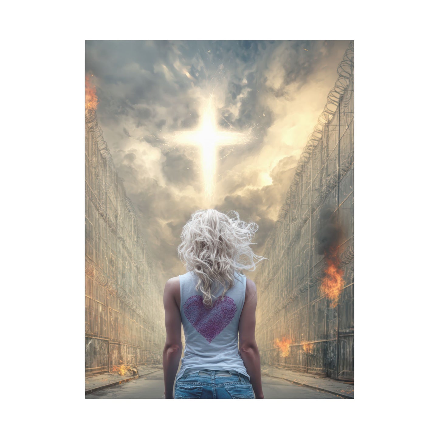 Walking through Hell for Love - Wall Art -Canvas and Poster Print, Christian Home Decor, Christian Art, Spiritual Gift, Modern Artwork
