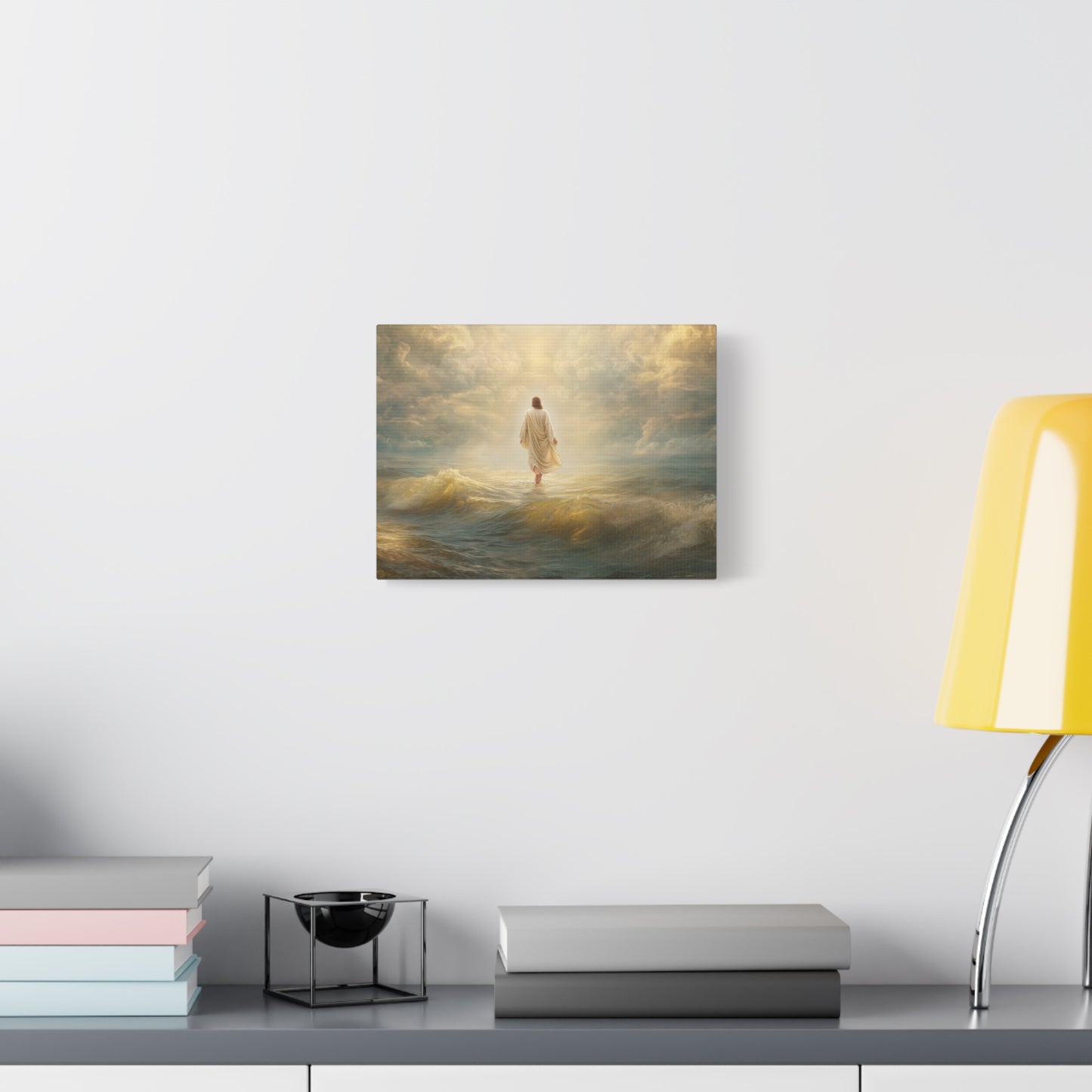 Jesus Walking on Water - Canvas & Poster Print, Spiritual Wall Decor, Divine Light Modern Canvas Art, Religious Decor, Faith-Based Art, Christian Gift