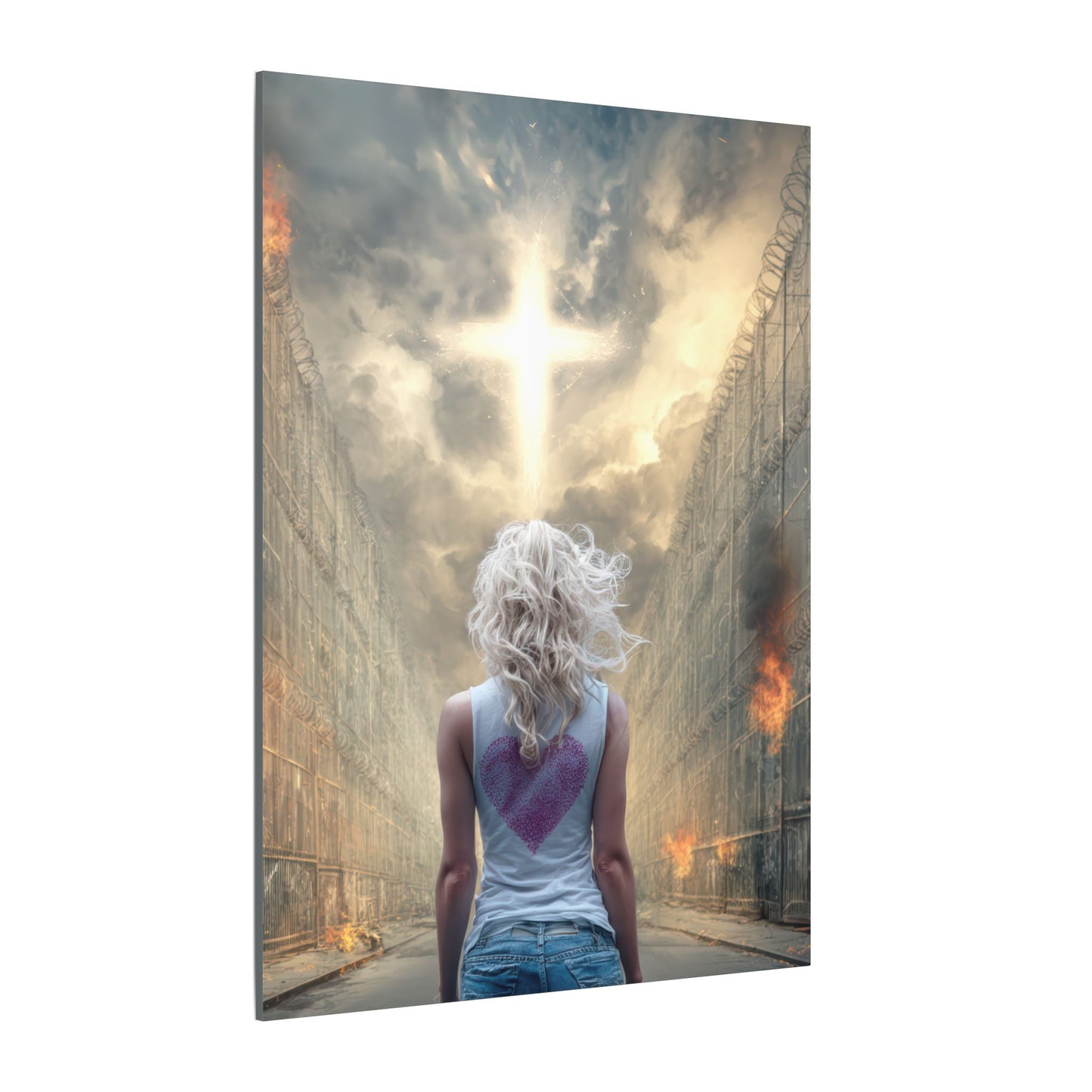 Walking through Hell for Love - Wall Art -Canvas and Poster Print, Christian Home Decor, Christian Art, Spiritual Gift, Modern Artwork