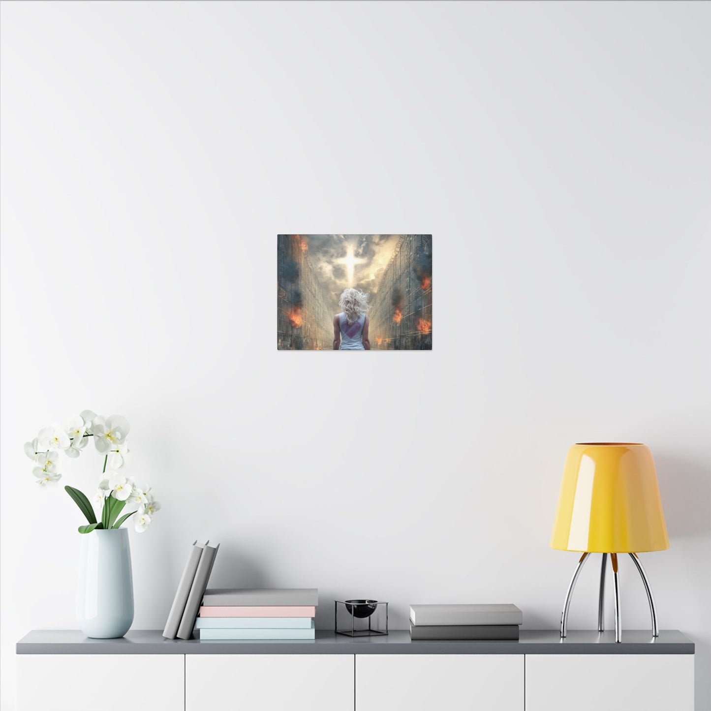 Walking through Hell for Love - Wall Art -Canvas and Poster Print, Christian Home Decor, Christian Art, Spiritual Gift, Modern Artwork
