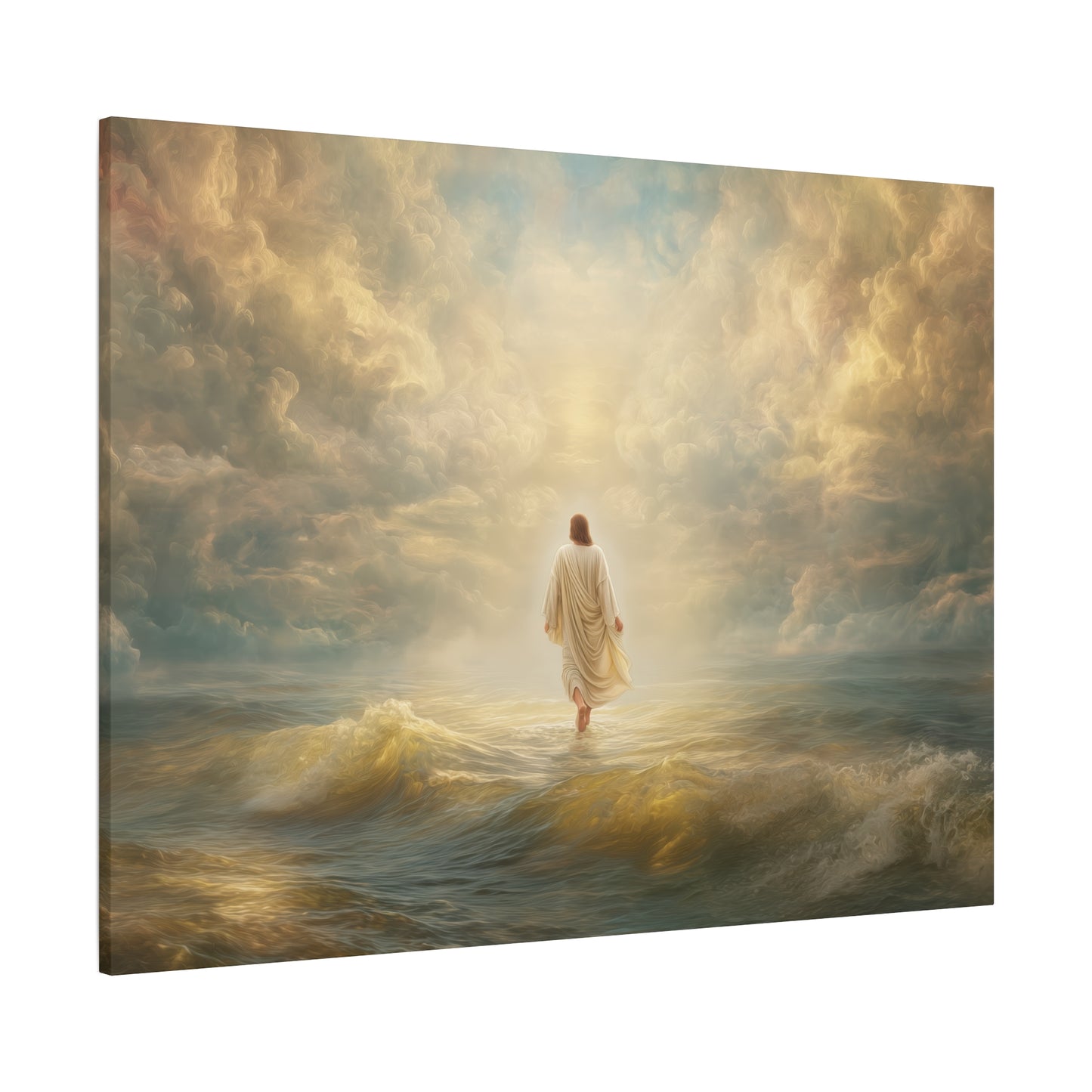 Jesus Walking on Water - Canvas & Poster Print, Spiritual Wall Decor, Divine Light Modern Canvas Art, Religious Decor, Faith-Based Art, Christian Gift
