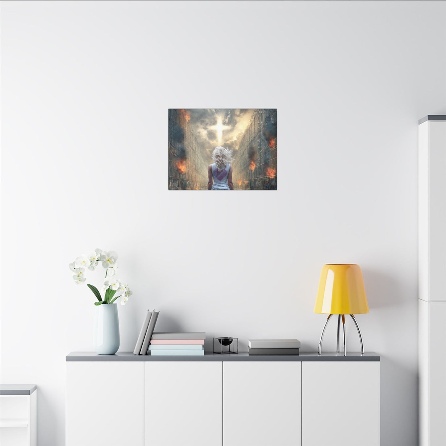 Walking through Hell for Love - Wall Art -Canvas and Poster Print, Christian Home Decor, Christian Art, Spiritual Gift, Modern Artwork