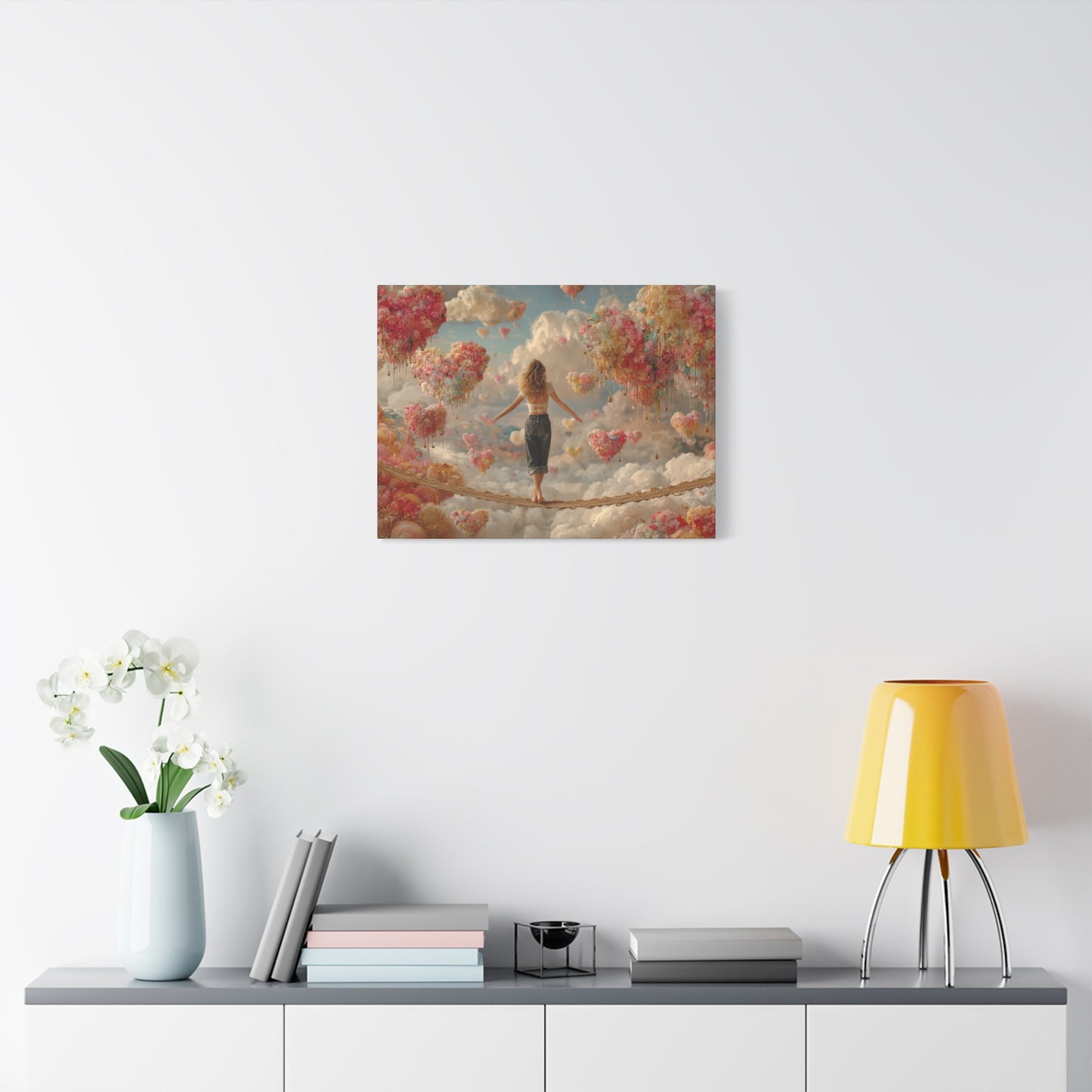 Heart-themed Artwork - Canvas & Poster Prints, Dreamy Heart Cloud Landscape, Whimsical Nursery Decor, Kids Room Wall Art, Girls' Room Art, Baby Girl Gift