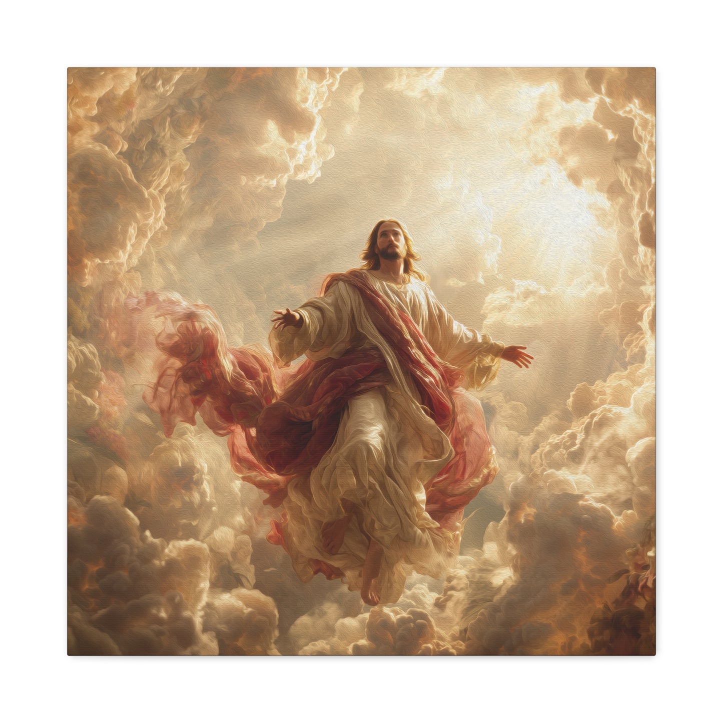 Power of Jesus Heavenly Art - Canvas & Poster, Jesus Descends in Clouds, Spiritual Wall Decor, Religious Home Decor, Faith-Based Art