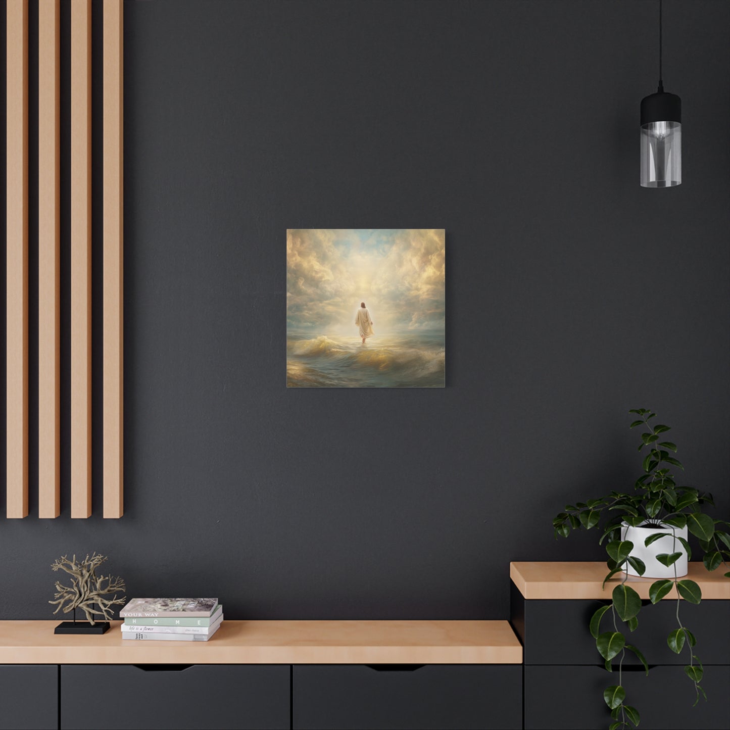 Jesus Walking on Water - Canvas & Poster Print, Spiritual Wall Decor, Divine Light Modern Canvas Art, Religious Decor, Faith-Based Art, Christian Gift