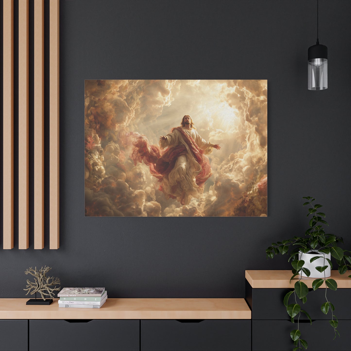 Power of Jesus Heavenly Art - Canvas & Poster, Jesus Descends in Clouds, Spiritual Wall Decor, Religious Home Decor, Faith-Based Art