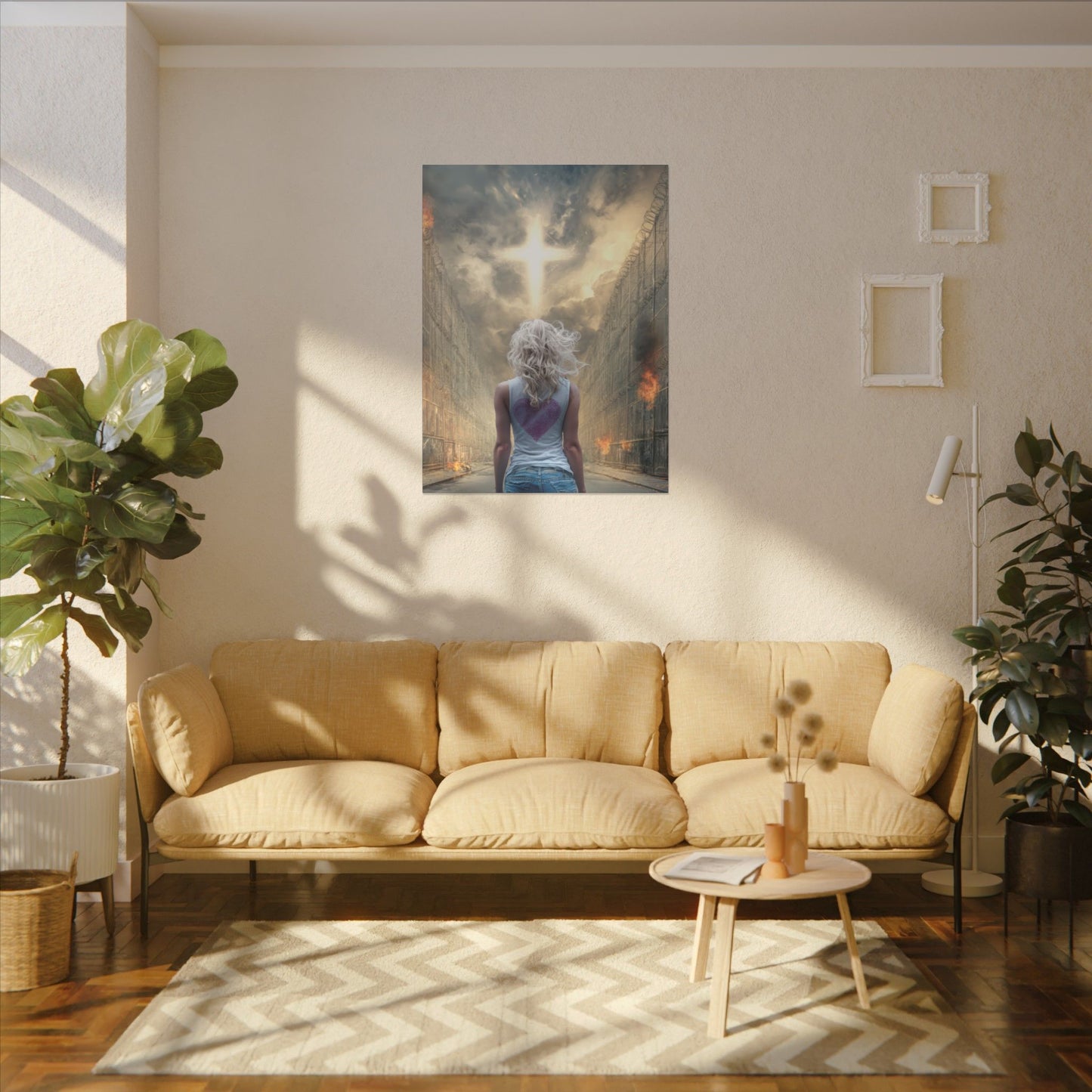 Walking through Hell for Love - Wall Art -Canvas and Poster Print, Christian Home Decor, Christian Art, Spiritual Gift, Modern Artwork