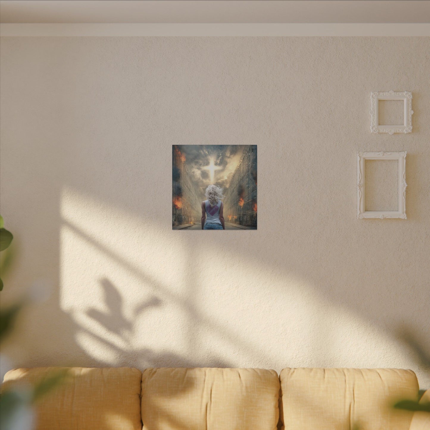 Walking through Hell for Love - Wall Art -Canvas and Poster Print, Christian Home Decor, Christian Art, Spiritual Gift, Modern Artwork
