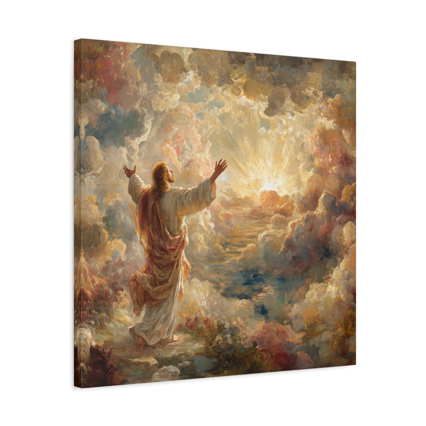 Jesus in Clouds Art - Canvas & Poster Print, Religious Decor, Christian Wall Art, Spiritual Home Decor, Faith-Based Gift Religious Gifts