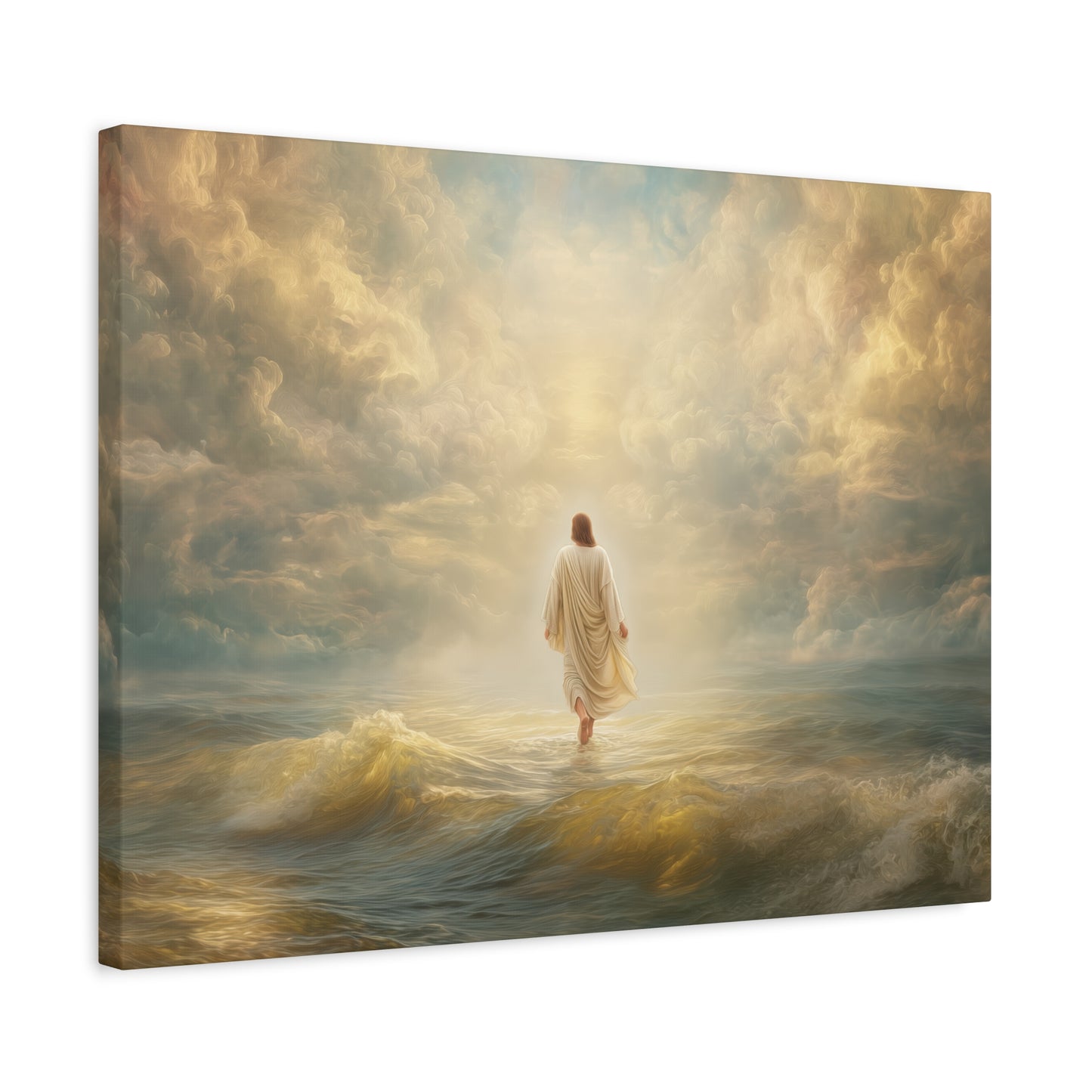 Jesus Walking on Water - Canvas & Poster Print, Spiritual Wall Decor, Divine Light Modern Canvas Art, Religious Decor, Faith-Based Art, Christian Gift