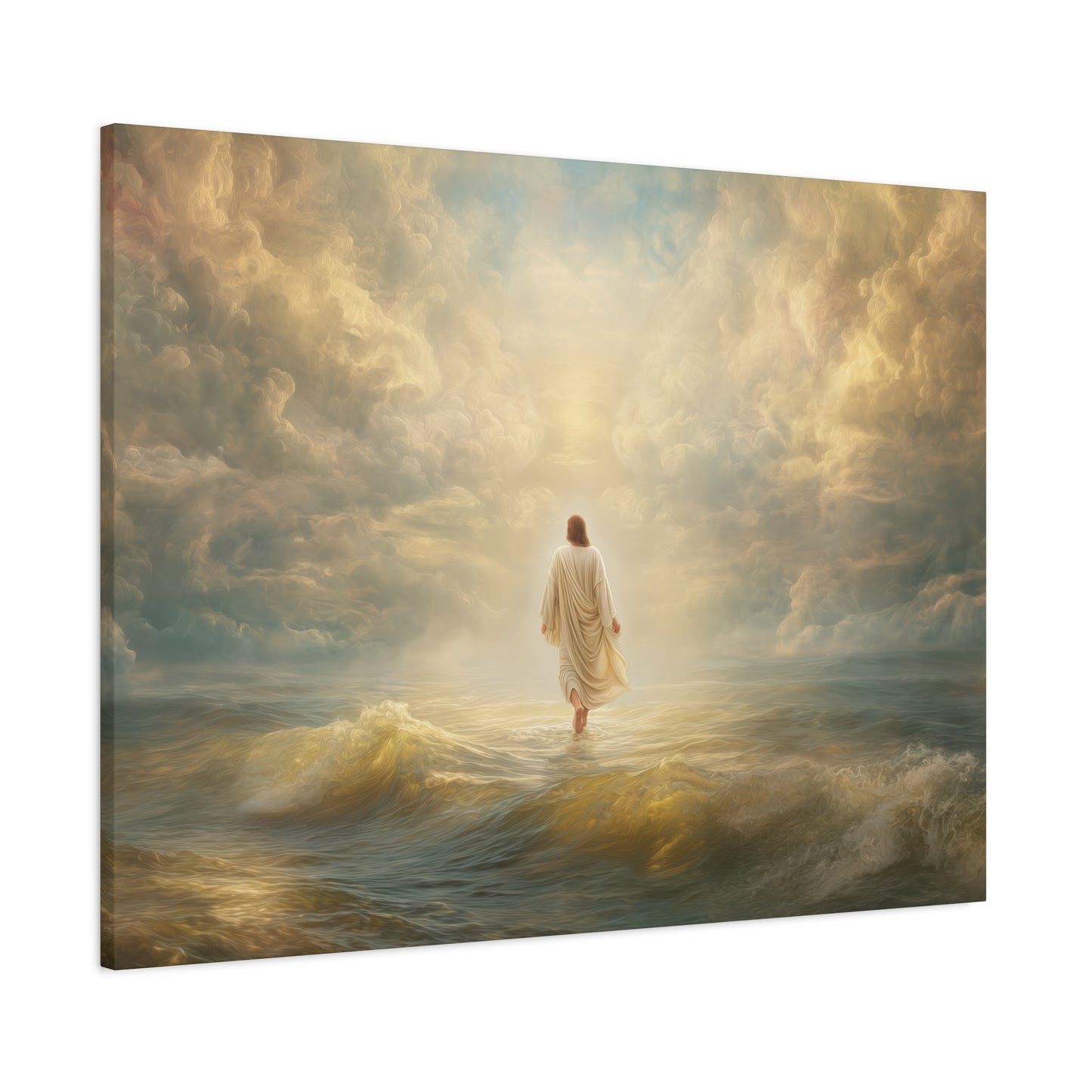 Jesus Walking on Water - Canvas & Poster Print, Spiritual Wall Decor, Divine Light Modern Canvas Art, Religious Decor, Faith-Based Art, Christian Gift