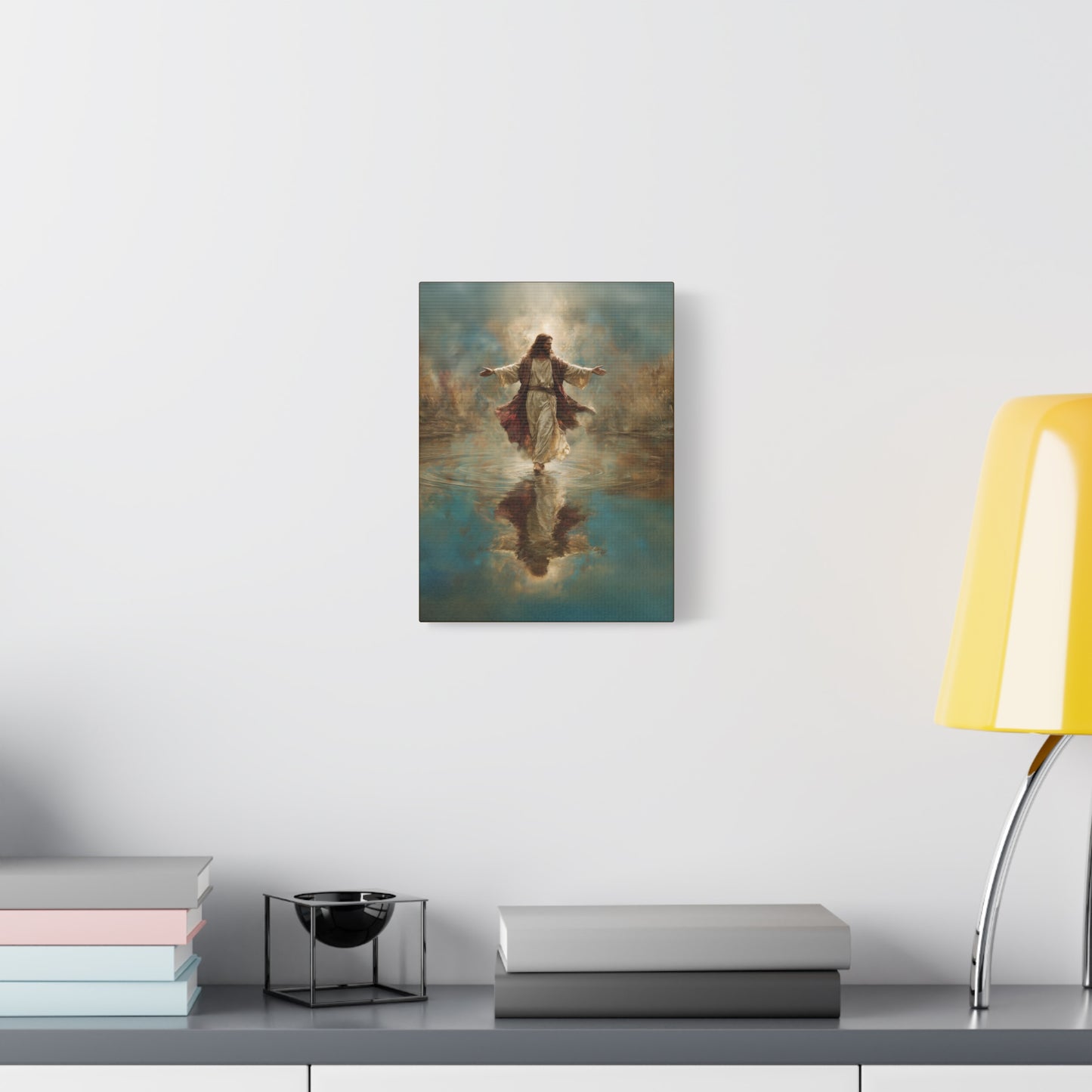 Jesus Walking on Water - Canvas & Poster Prints, Spiritual Wall Decor, Divine Light Modern Canvas Art, Religious Decor, Faith-Based Art, Christian Gift