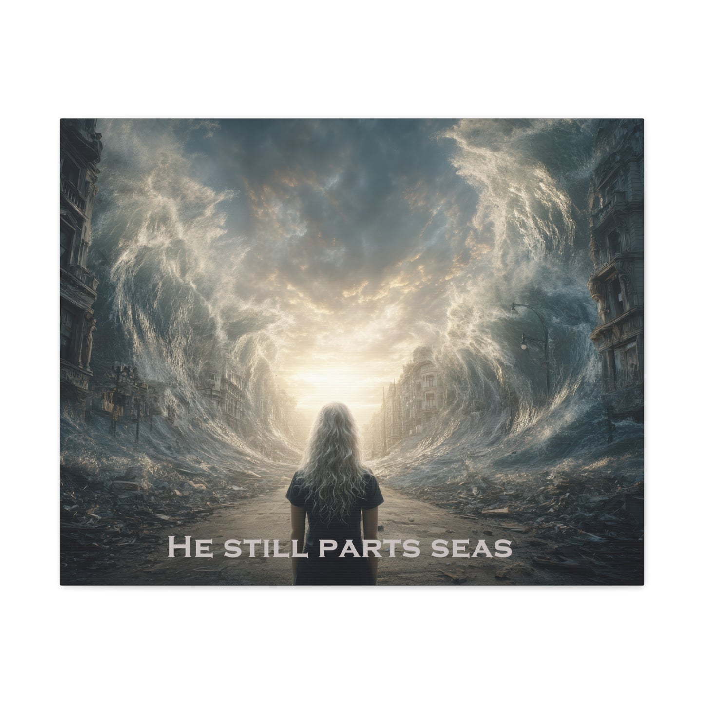 Moses Parting Red Sea Artwork - Canvas & Poster Print, Motivational Christian Art, Religious Decor, Spiritual Wall Art, Modern Christian Home Decor, Faith-Based Gift