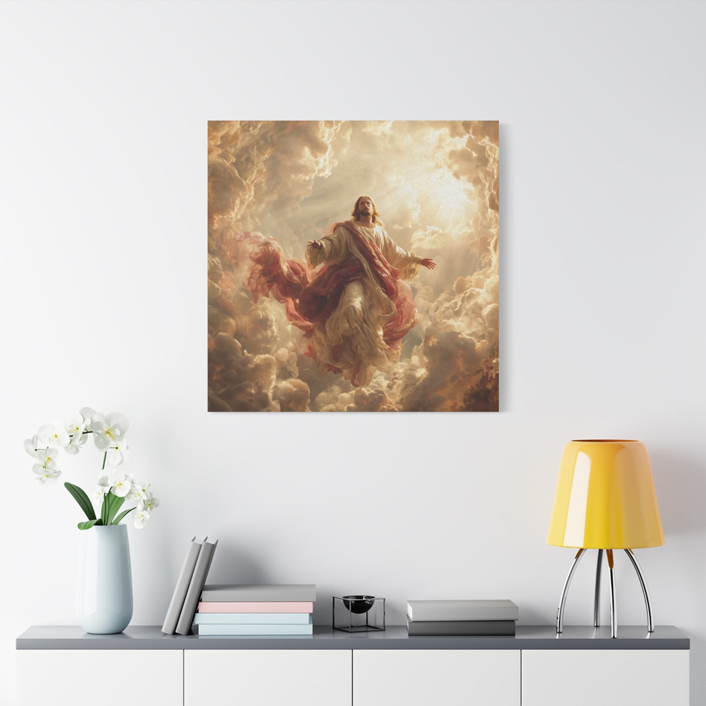 Power of Jesus Heavenly Art - Canvas & Poster, Jesus Descends in Clouds, Spiritual Wall Decor, Religious Home Decor, Faith-Based Art
